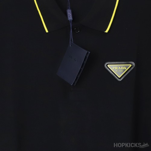 Pr*da Logo Black Yellow Polo Shirt